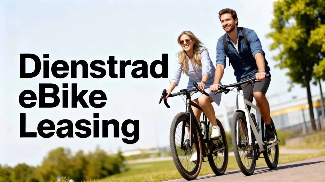 Glückliches Paar auf einem deutsches Dienstrad eBike Leasing-Ausflug.