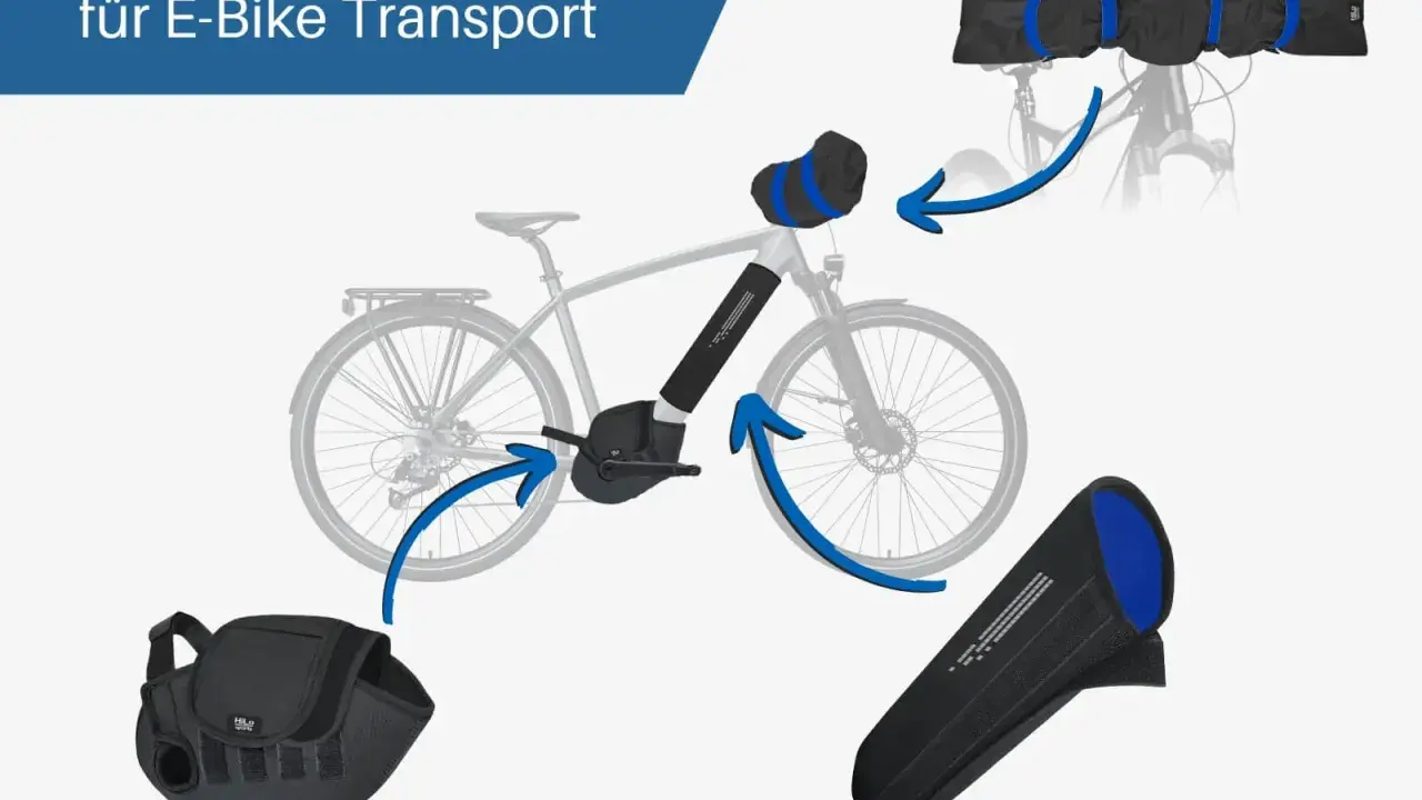 Schutzhüllen für E-Bike Transport: Lenker-, Motor- und Akkuabdeckungen schützen Ihr Rad beim Transport.