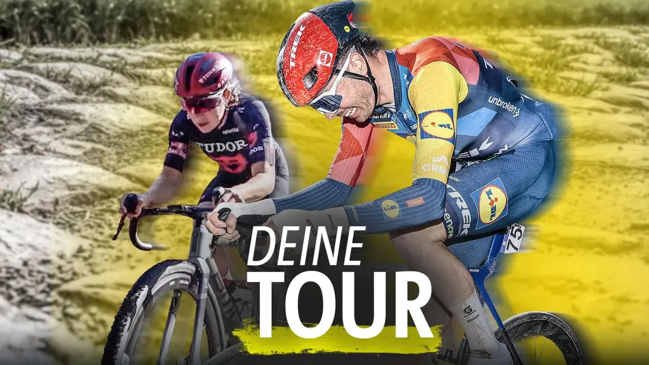 Zwei Radfahrer auf einer staubigen Strecke, bereit für eine spannende Radtour durch Deutschland.