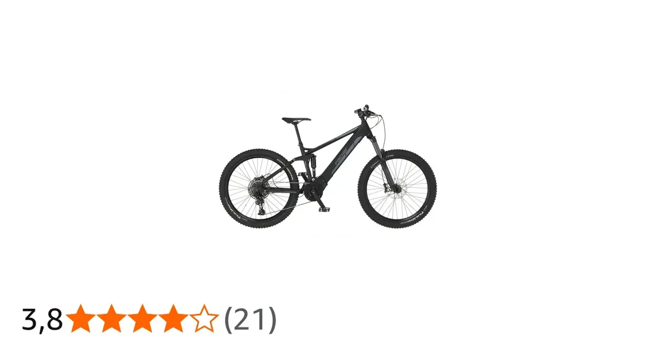 Schwarzes Fischer Montis 6.0i E-Bike, bereit für den Fully Test. Mit 3,8 Sternen bewertet.