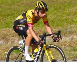 Radsportler in gelb-schwarzer Teamkleidung, der auf einem Rennrad fährt. Die Nummer 141 ist sichtbar. Ein Beispiel für professionelle cycling transfers.