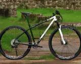Ein robustes Mountainbike von Tannenwald, bereit für Trails. Perfekt für Abenteuer im Wald.