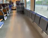 Leere Sitze im ice fahrradabteil. Perfekt für die nächste Radtour mit dem Zug.