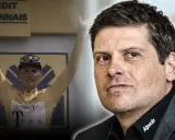 Jan Ullrich 1997 im Gelben Trikot, daneben das heutige Porträt des Radsportlers.