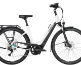 Weißes Pegasus Premio Evo 10 E-Bike mit Gepäckträger und Schwalbe Marathon Plus Reifen. Ein tolles Rad für den Pegasus Premio Evo 10 Test.