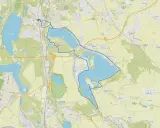 Karte zeigt eine Radtour um den Cospudener und den Stormthaler See bei Leipzig.