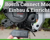 Anleitung zum Bosch Connect Modul einbauen: Nahaufnahme eines E-Bike-Motors mit Kabeln und dem Modul in der Hand.