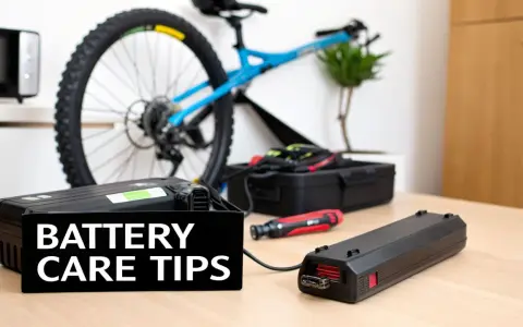 Zwei Akkus für E-Bikes liegen bereit. Die lithium ionen akku geschichte beginnt mit guter Pflege.