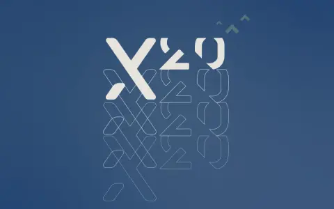 Abstrakte Darstellung von "X20" in Weiß und Grau auf blauem Hintergrund. Mögliche Probleme mit Mahle X20?