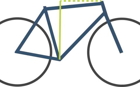 Schematische Darstellung eines Fahrradrahmens mit Markierungen für den bike geometrie vergleich.