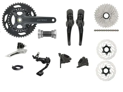 Shimano GRX 400 Test: Kurbelgarnitur, Schalthebel, Umwerfer, Schaltwerk, Kassette, Kette, Bremsen und Innenlager für Gravelbikes.