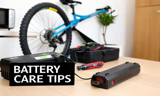 Zwei Akkus für E-Bikes liegen bereit. Die lithium ionen akku geschichte beginnt mit guter Pflege.
