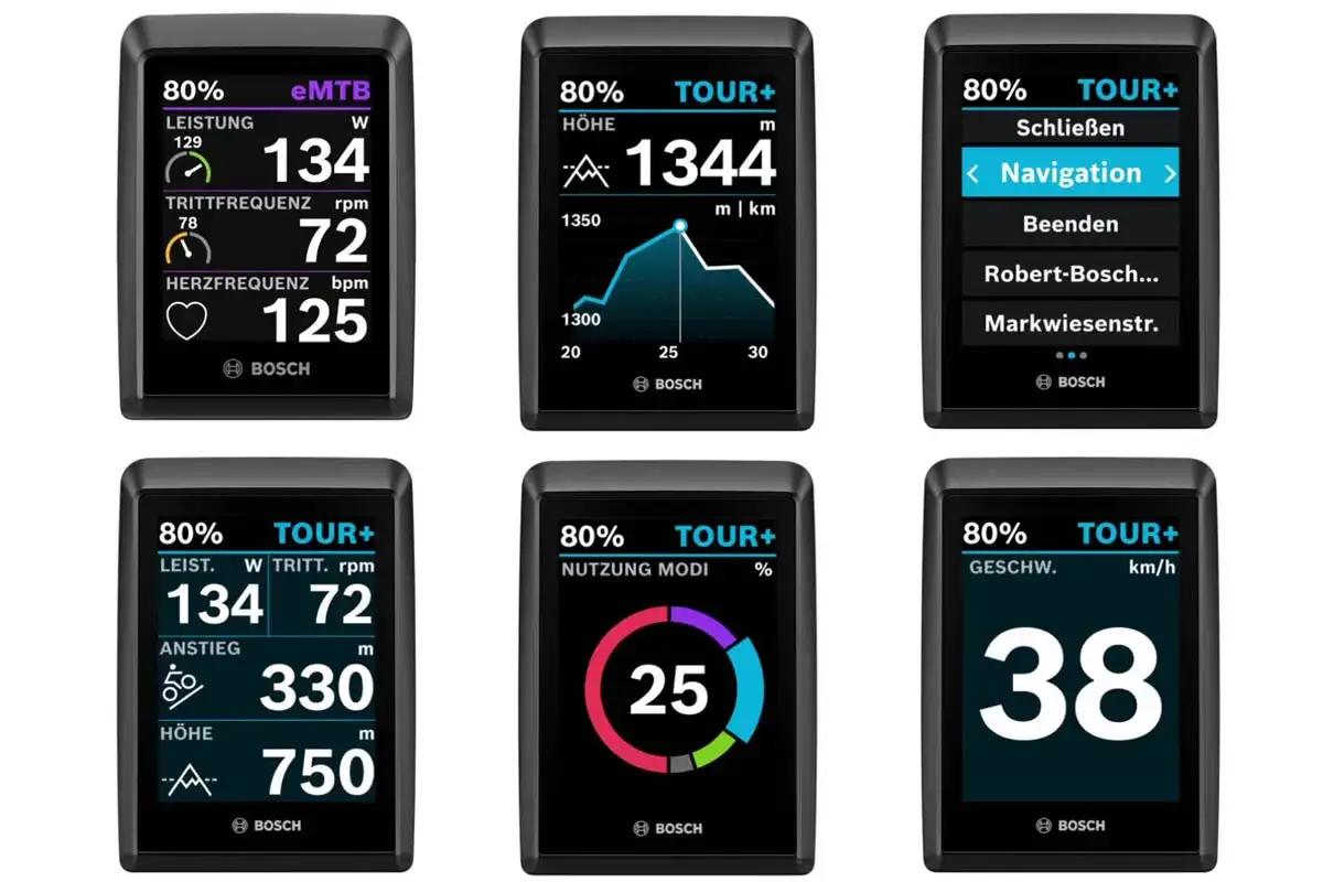 Bosch eBike Displays: eMTB-Leistung, H&ouml;henprofil, Navigation, Tour-Daten, Nutzungsmodi & Geschwindigkeit. Gute Bosch Auto-Modus Erfahrungen sind hier sichtbar.